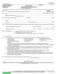 Form PC639 Petition for Appointment of Conservator/Protective Order - Michigan