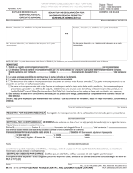 Document preview: Formulario MC07A Solicitud De Declaracion Por Incomparecencia, Registro Y Sentencia (Suma Cierta) - Michigan (Spanish)