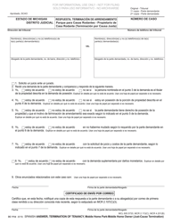 Document preview: Formulario DC111D Respuesta, Terminacion De Arrendamiento Parque Para Casas Rodantes - Propietario De Casa Rodante (Terminacion Por Causa Justa) - Michigan (Spanish)