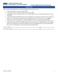 Reemployment/Alternative Trade Adjustment Assistance (Rtaa/Ataa) Application - Minnesota, Page 3