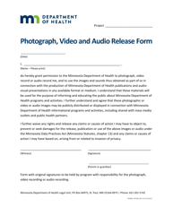 &quot;Photograph, Video and Audio Release Form&quot; - Minnesota