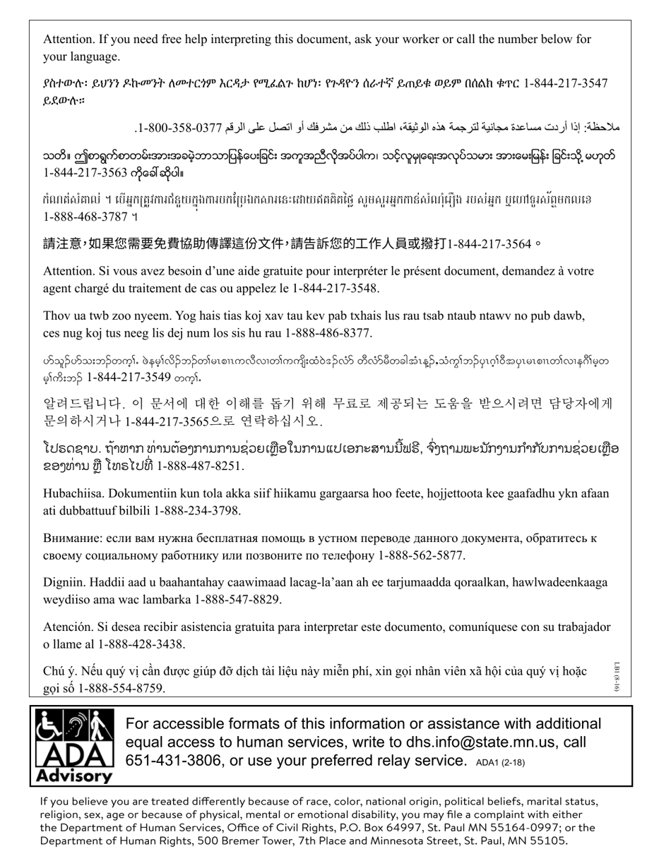 Form DHS-2977-ENG Important Notice and Parental Fee Worksheet - Minnesota, Page 6