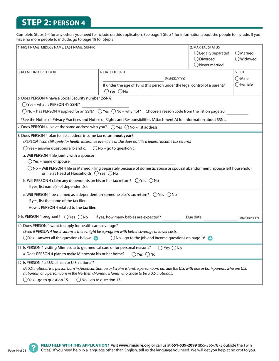Form DHS-6696-ENG Application for Health Coverage and Help Paying Costs - Minnesota, Page 16