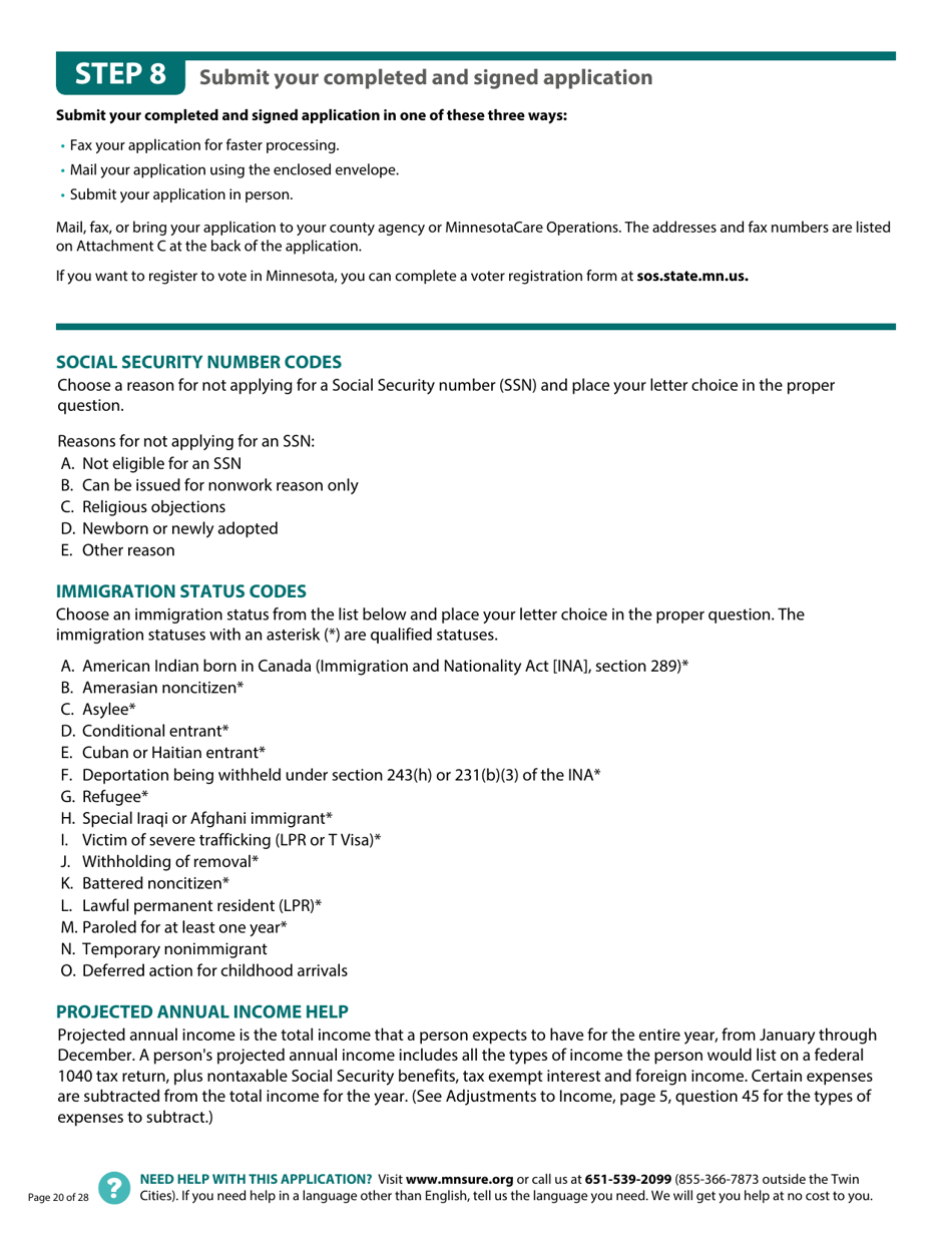 Form DHS-6696-ENG Application for Health Coverage and Help Paying Costs - Minnesota, Page 22
