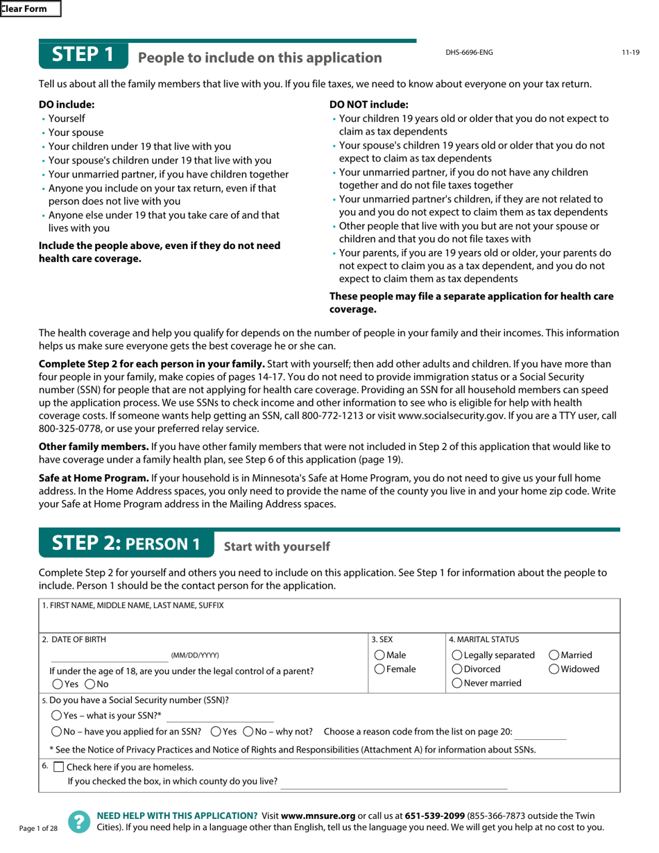 Form DHS-6696-ENG Application for Health Coverage and Help Paying Costs - Minnesota, Page 3