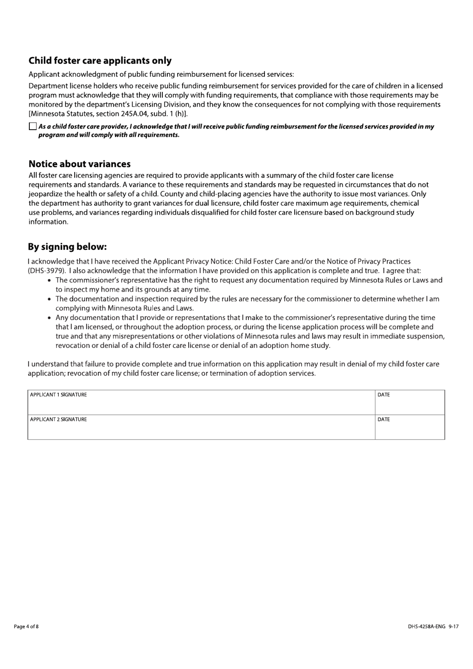 Form DHS4258ENG Fill Out, Sign Online and Download Fillable PDF, Minnesota Templateroller