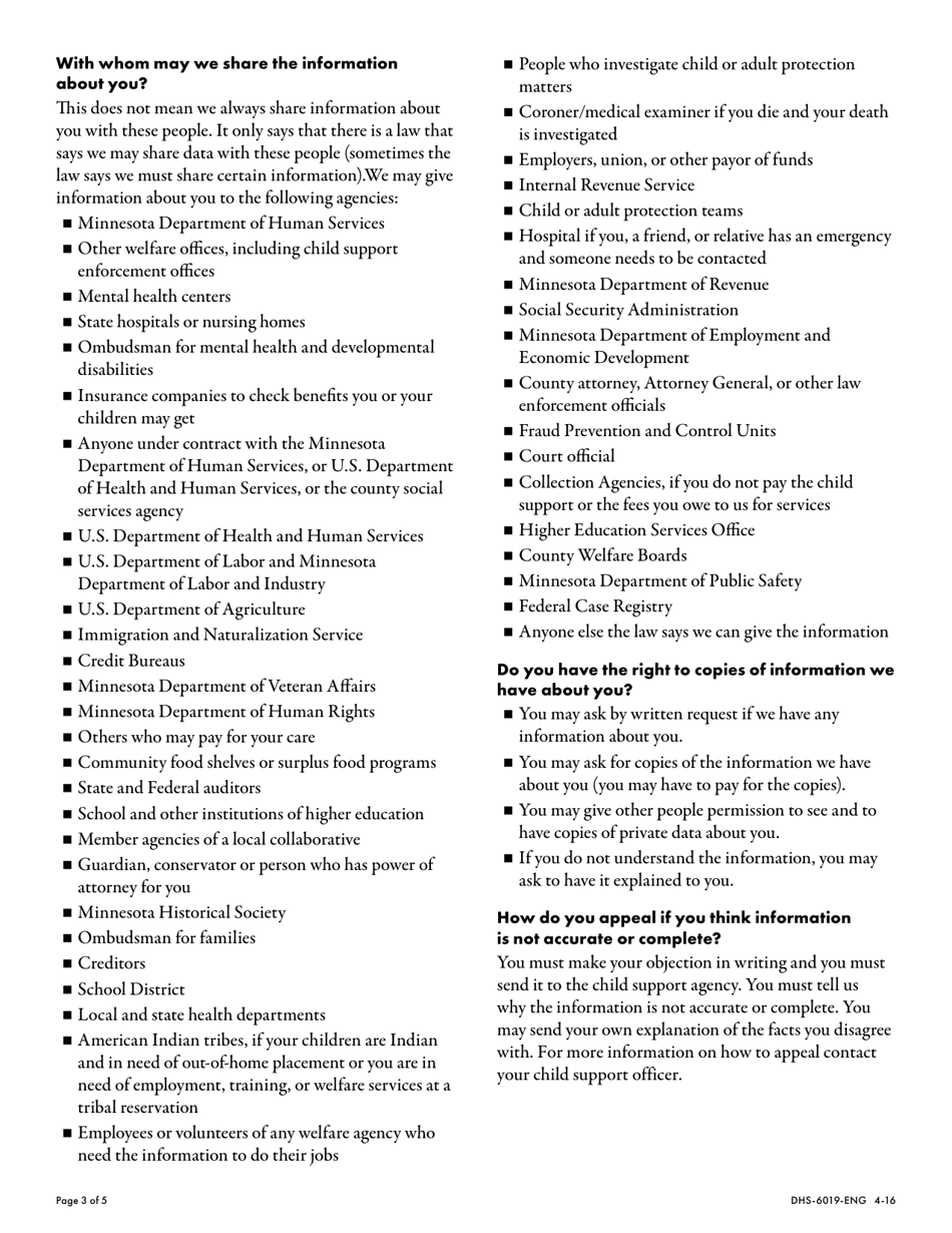 Form DHS-6019-ENG Medical Modification Information Sheet - Minnesota, Page 3