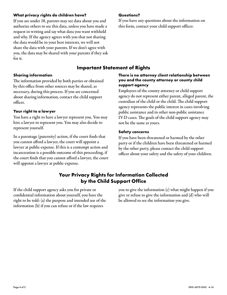 Form DHS-6019-ENG Medical Modification Information Sheet - Minnesota, Page 4