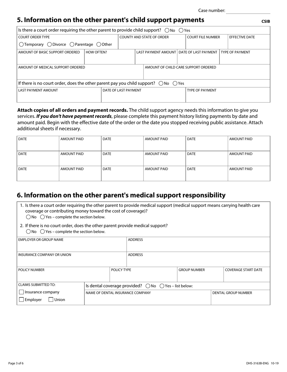 Form DHS-3163B - Fill Out, Sign Online and Download Fillable PDF ...