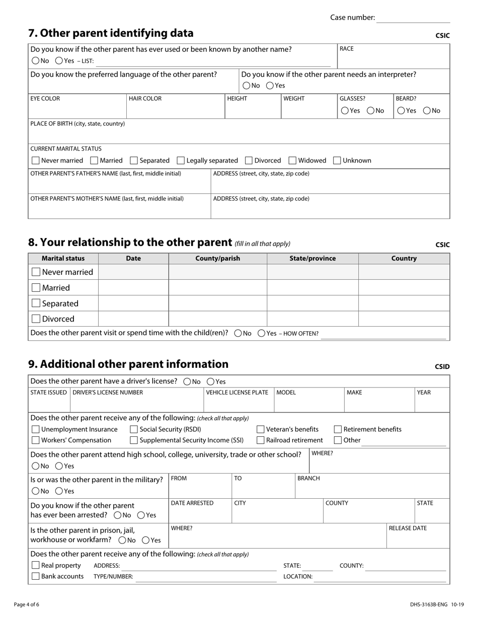 Form DHS-3163B Referral to Support and Collections - Minnesota, Page 4