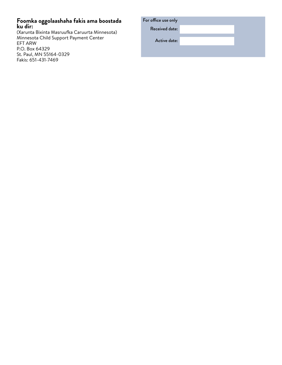 Form DHS-3371-SOM Direct Deposit for Your Child Support Payments - Minnesota (Somali), Page 4