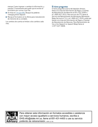 Formulario DHS-3371-SPA Formulario De Autorizacion De Deposito Directo De Manutencion De Menores - Minnesota (Spanish), Page 2