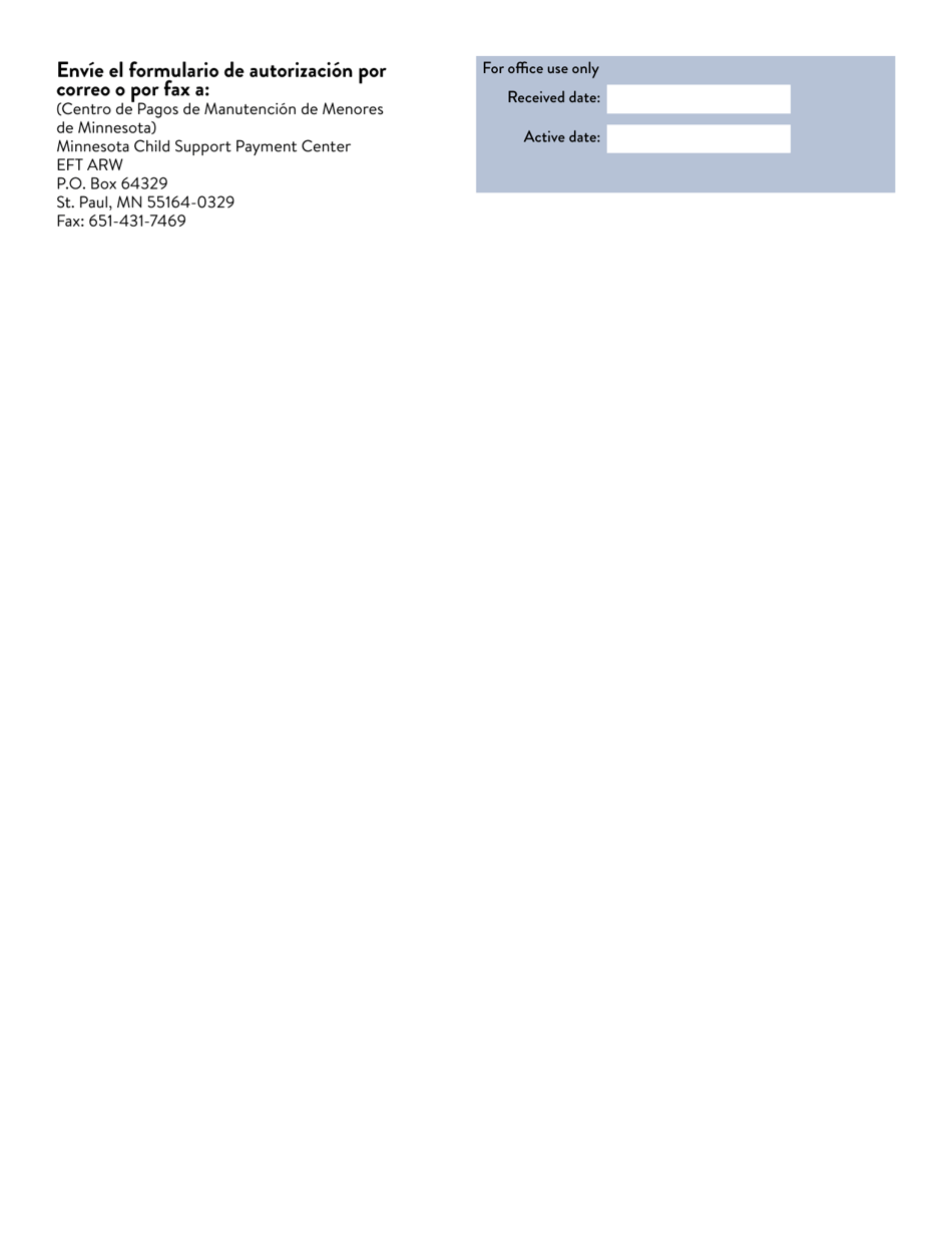 Formulario DHS-3371-SPA Formulario De Autorizacion De Deposito Directo De Manutencion De Menores - Minnesota (Spanish), Page 4