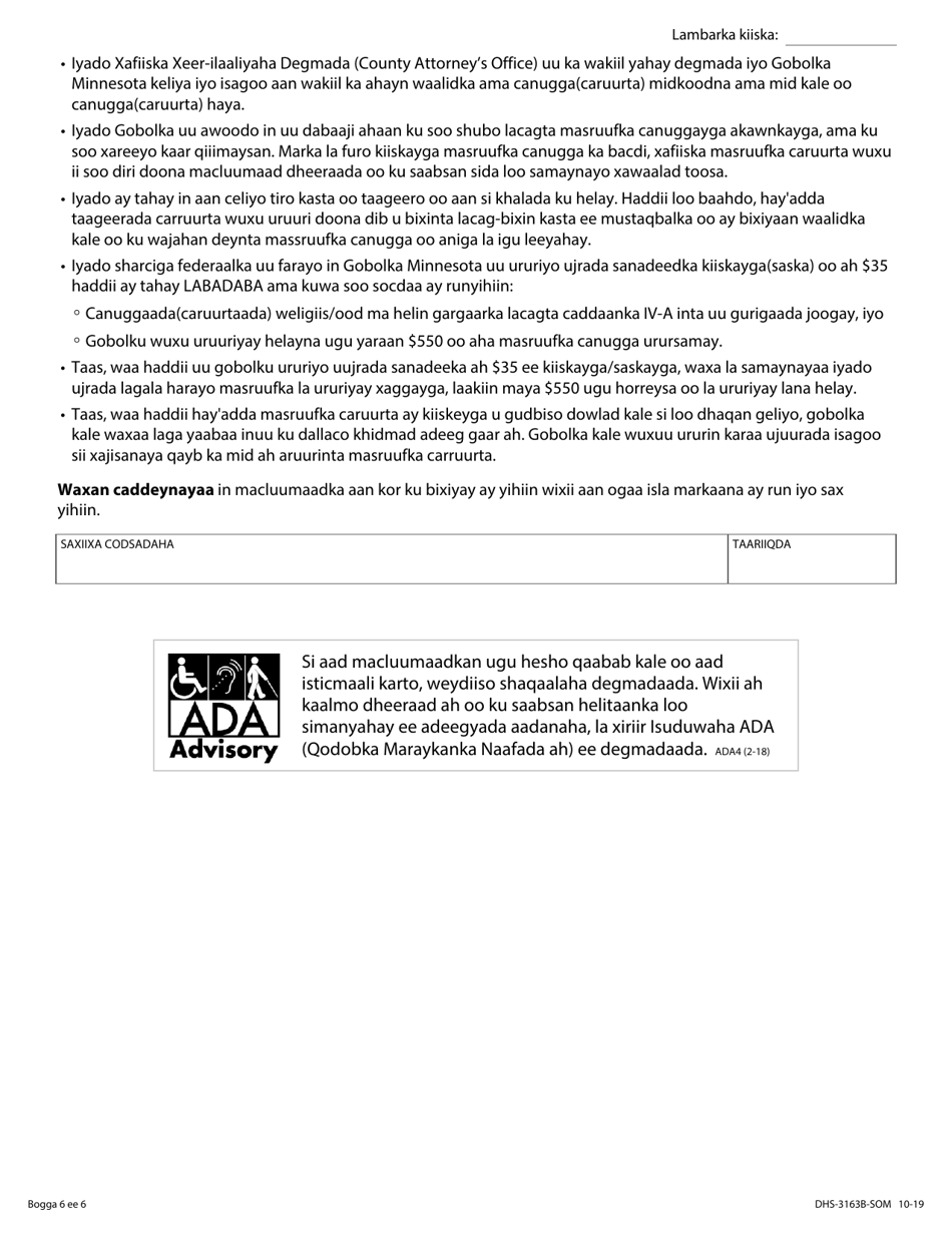 Form DHS-3163B-SOM Referral to Support and Collections - Minnesota (Somali), Page 6