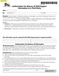 Form DHS-5510 Authorization for Release of Child Support Information to a Third Party - Minnesota