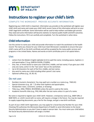 &quot;Worksheet for Creating Your Child's Birth Record&quot; - Minnesota
