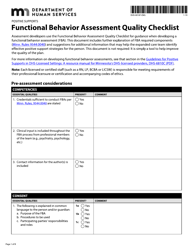 Document preview: Form DHS-6810F-ENG Functional Behavior Assessment Quality Checklist - Minnesota