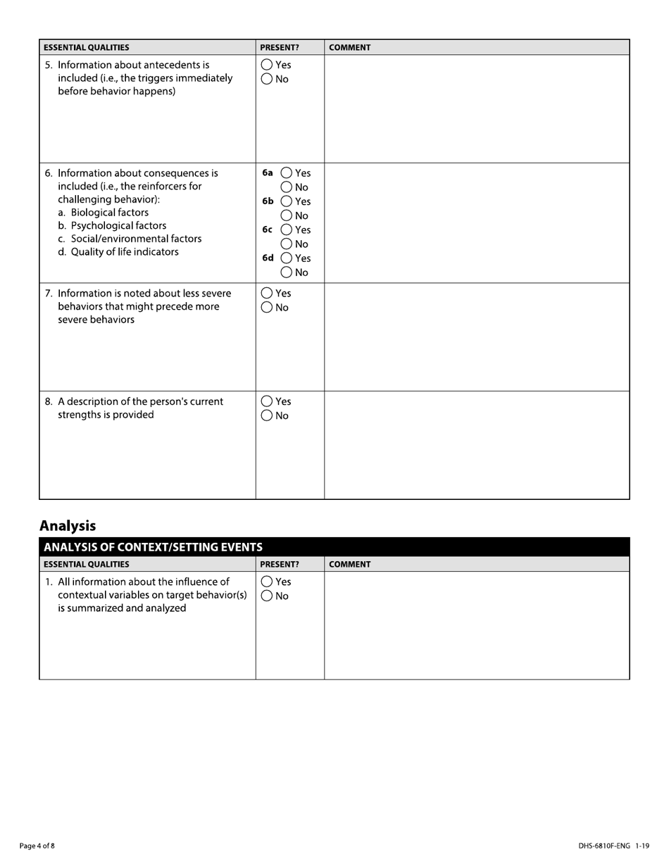 Form DHS-6810F-ENG Functional Behavior Assessment Quality Checklist - Minnesota, Page 4