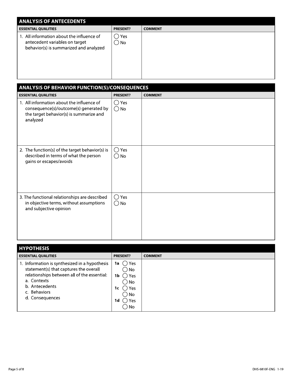 Form DHS-6810F-ENG Functional Behavior Assessment Quality Checklist - Minnesota, Page 5