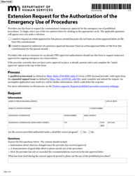 Document preview: Form DHS-6810D-ENG Request for the Authorization of the Emergency Use of Procedures - Minnesota