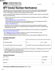 Form DHS-3725 &quot;Eft Vendor Number Notification&quot; - Minnesota