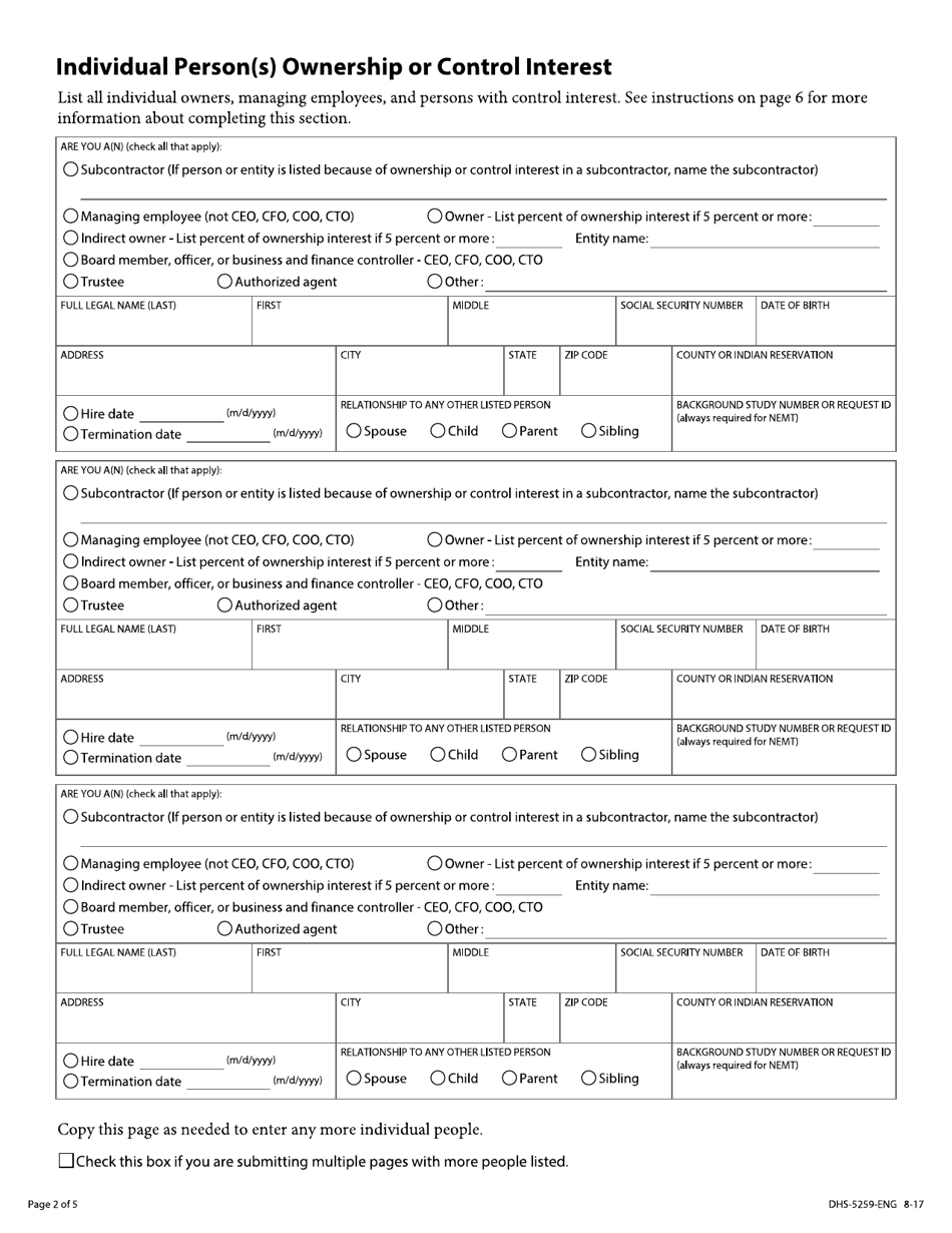 Form DHS-5259-ENG - Fill Out, Sign Online and Download Fillable PDF ...