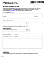 Document preview: Form DHS-4159-ENG Ctss Authorization Form - Minnesota