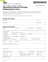 Document preview: Form DHS-4045-ENG Specialized Wound Therapy Authorization Form - Minnesota