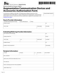 Form DHS-4535 Augmentative Communication Devices and Accessories Authorization Form - Minnesota