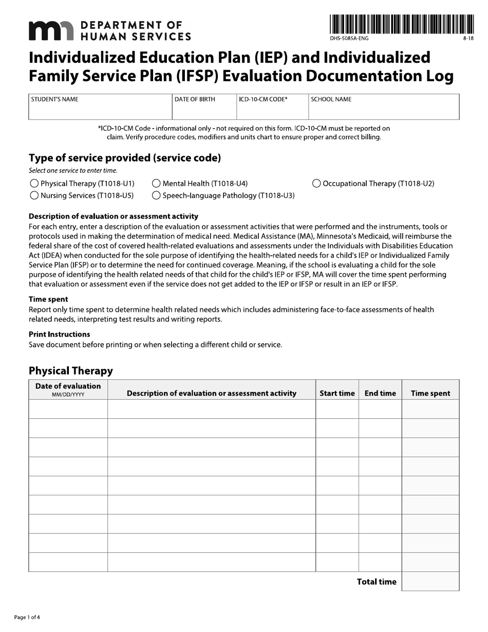 Form DHS-5085A-ENG - Fill Out, Sign Online and Download Fillable PDF ...