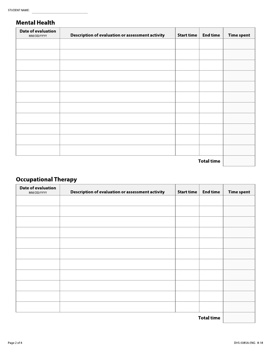 Form DHS-5085A-ENG Individualized Education Plan (Iep) and Individualized Family Service Plan (Ifsp) Evaluation Documentation Log - Minnesota, Page 2