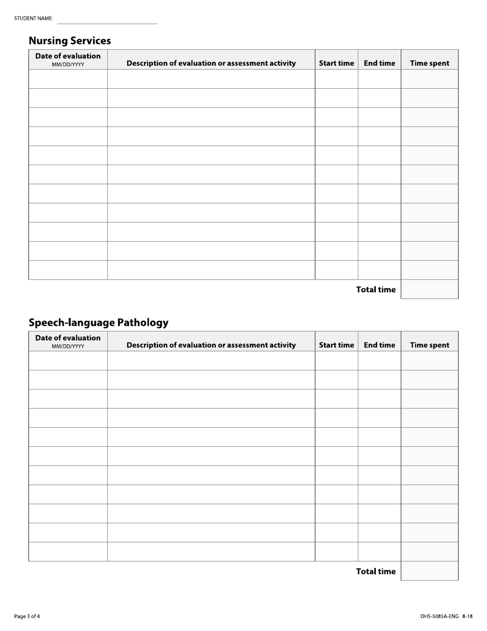 Form DHS-5085A-ENG Individualized Education Plan (Iep) and Individualized Family Service Plan (Ifsp) Evaluation Documentation Log - Minnesota, Page 3