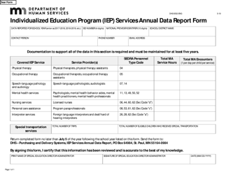 Document preview: Form DHS-5052-ENG Individualized Education Program (Iep) Services Annual Data Report Form - Minnesota