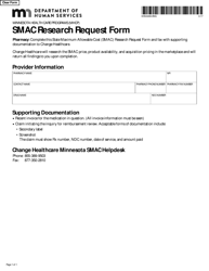 Document preview: Form DHS-6406-ENG Smac Research Request Form - Minnesota