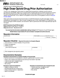 Document preview: Form DHS-7072-ENG High Dose Opioid Drug Prior Authorization - Minnesota
