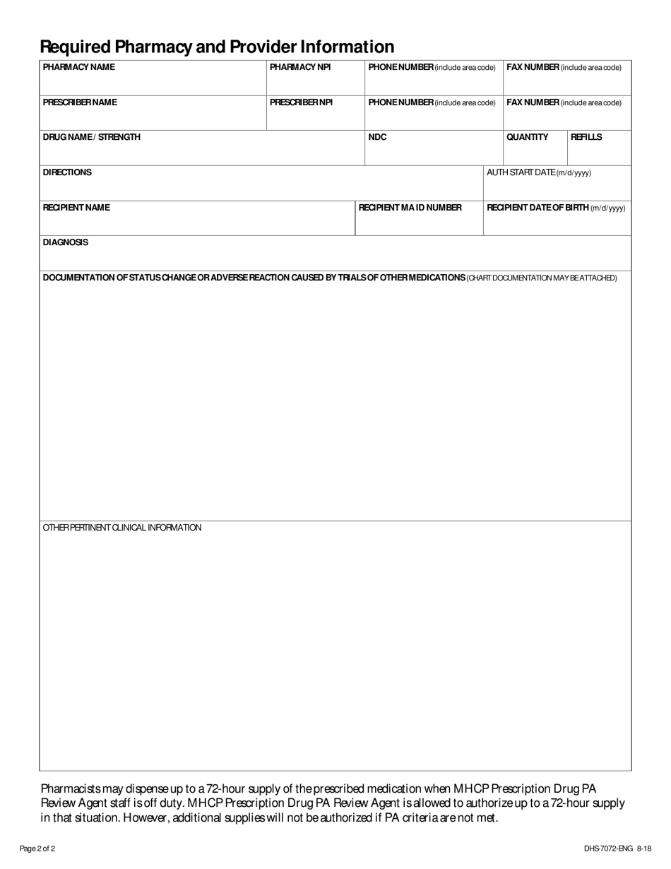 Form DHS-7072-ENG - Fill Out, Sign Online and Download Fillable PDF ...