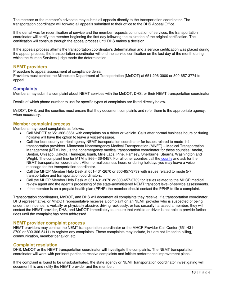Form DHS-6825-ENG Nonemergency Medical Transportation (Nemt) Guide - Minnesota, Page 12