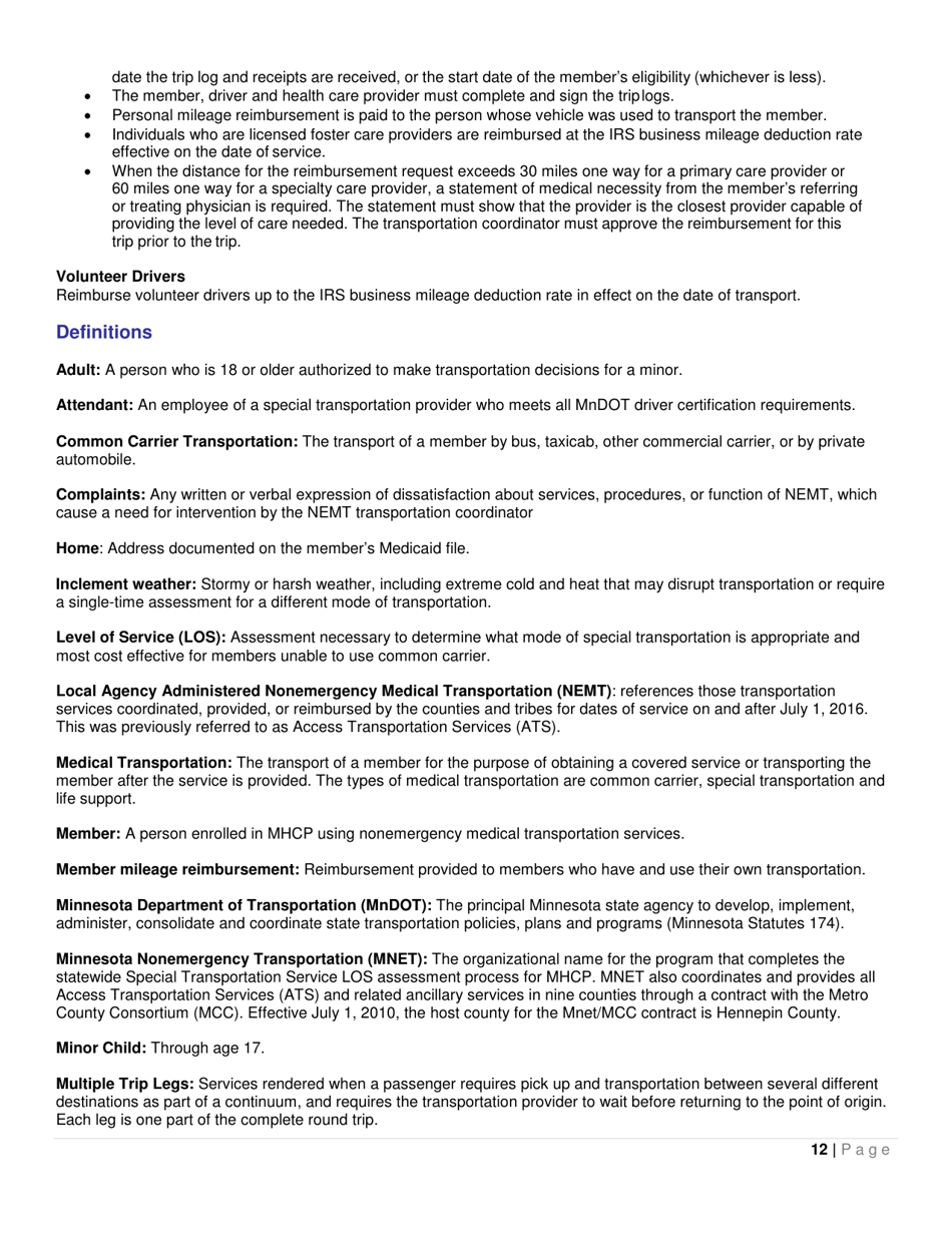 Form DHS-6825-ENG Nonemergency Medical Transportation (Nemt) Guide - Minnesota, Page 14