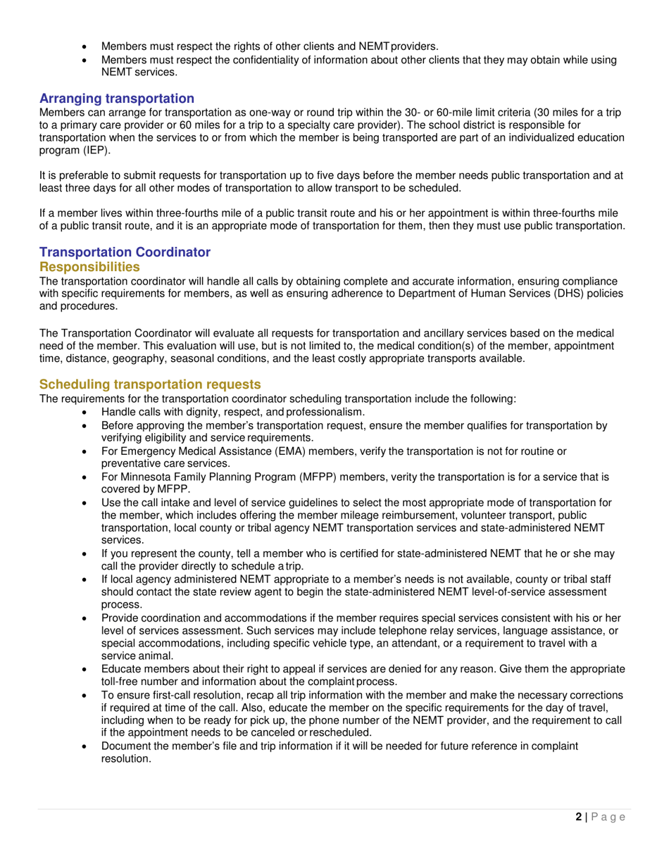 Form DHS-6825-ENG Nonemergency Medical Transportation (Nemt) Guide - Minnesota, Page 4