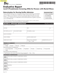 Document preview: Form DHS-3457-ENG Evaluative Report - Level II Preadmission Screening (Pas) for Persons With Mental Illness - Minnesota