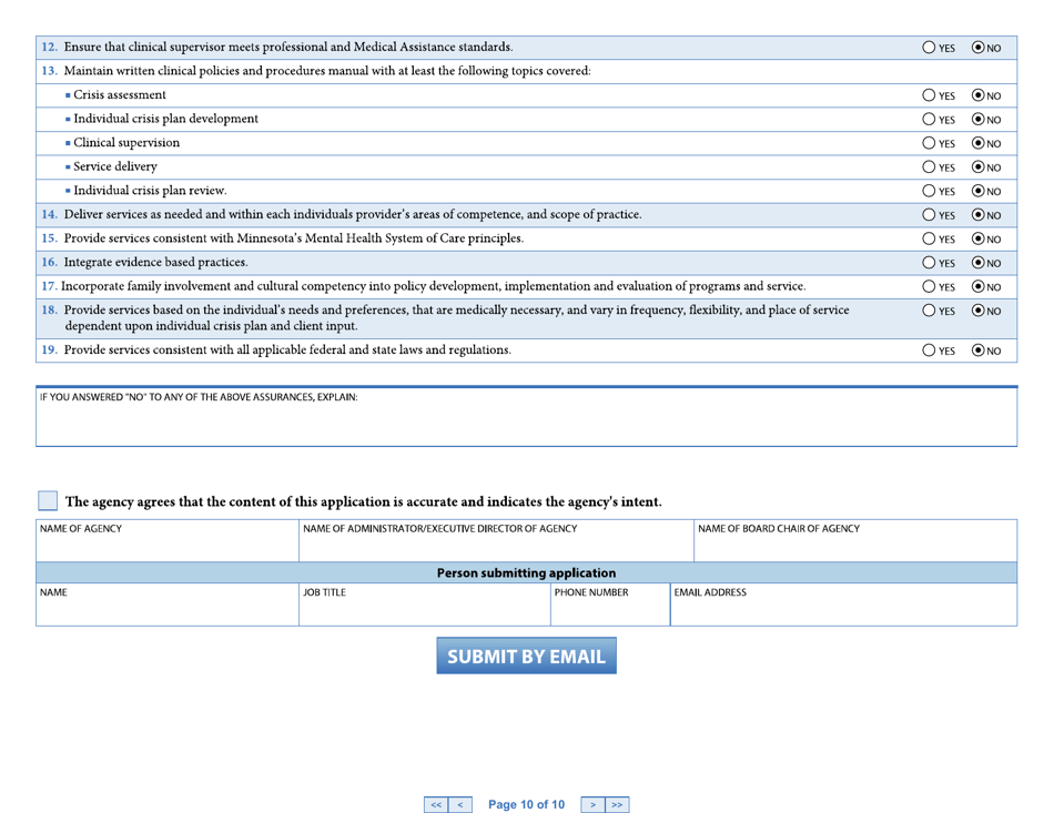 Form DHS4985 Part 1 Crisis Response Services Primary Certification Application - Minnesota, Page 11