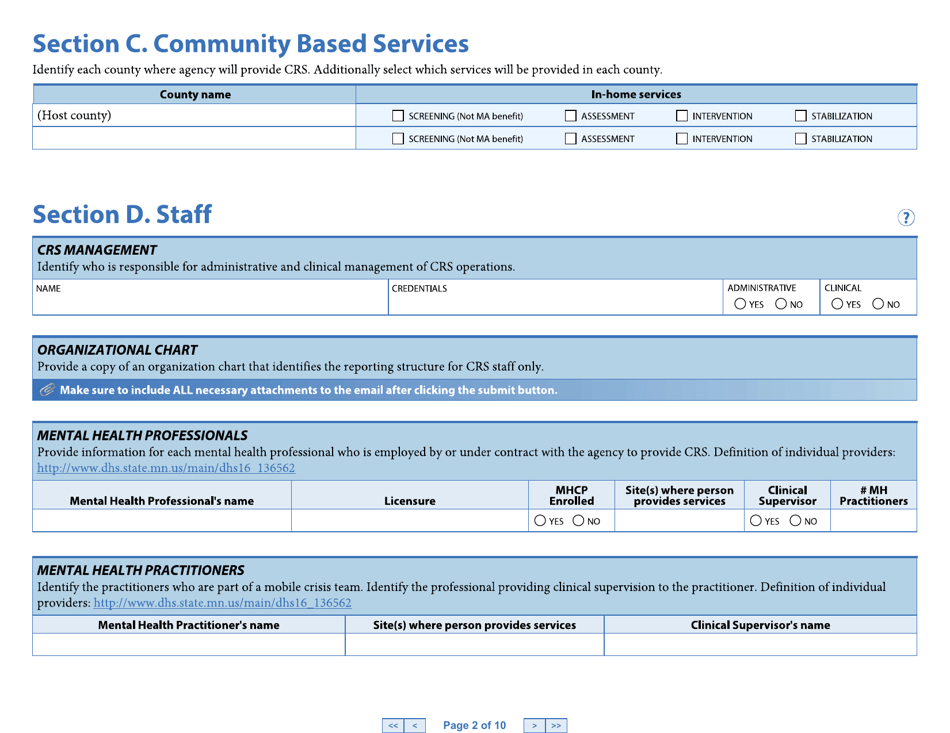 Form DHS4985 Part 1 Crisis Response Services Primary Certification Application - Minnesota, Page 3
