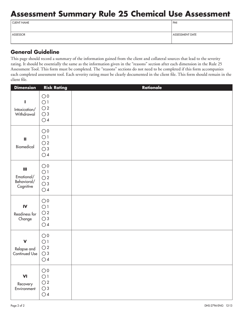 Form DHS2794ENG Fill Out, Sign Online and Download Fillable PDF