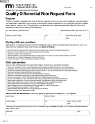 Document preview: Form DHS-4795-ENG Quality Differential Rate Request Form - Minnesota