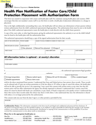 Form DHS-5275-ENG Health Plan Notification of Foster Care/Child Protection Placement With Authorization Form - Minnesota