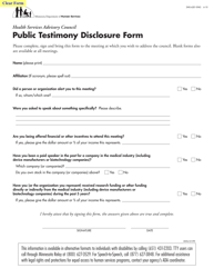 Document preview: Form DHS-6201-ENG Public Testimony Disclosure Form - Minnesota