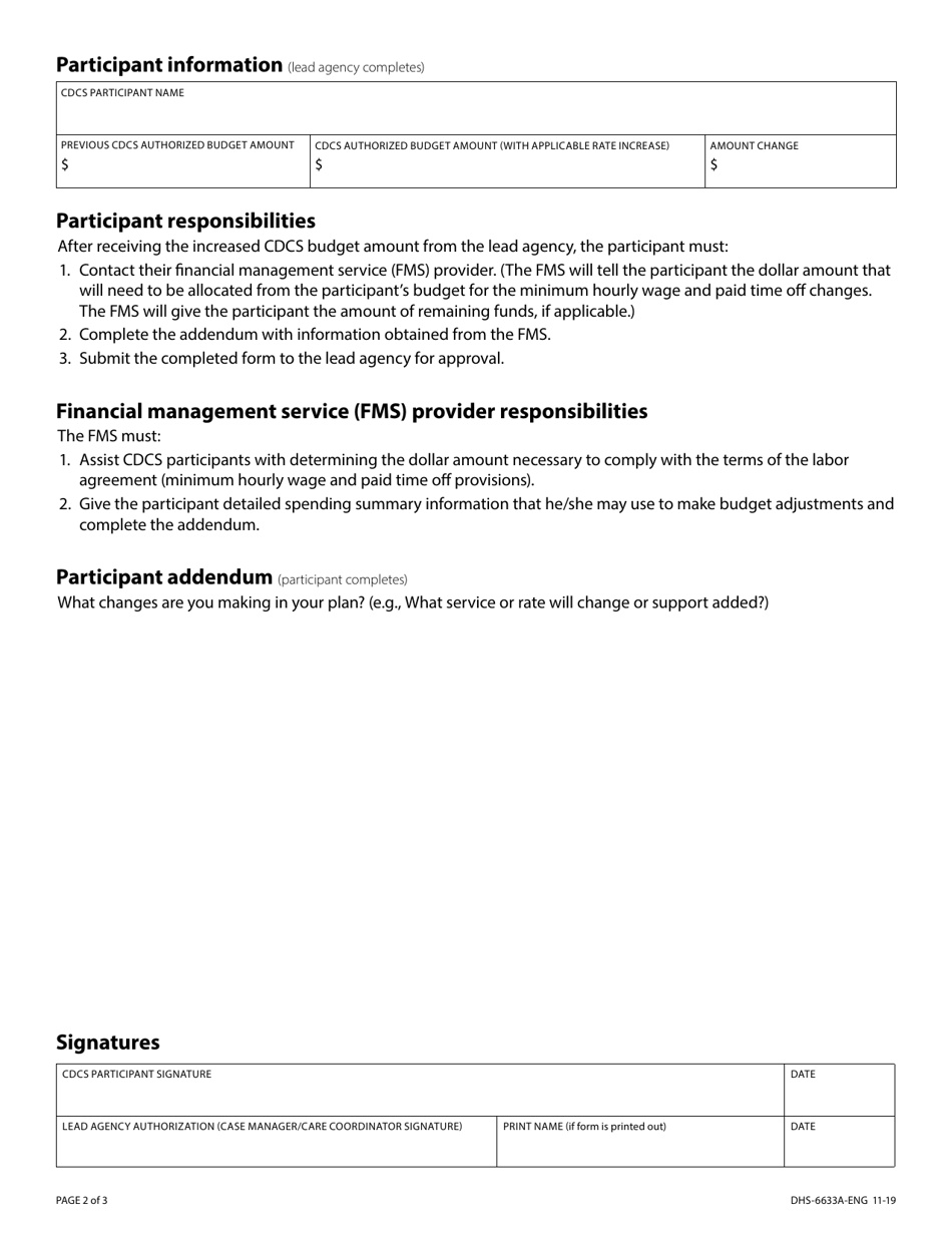 Form DHS-6633A CDCs Community Support Plan Addendum With 2019 / 20 Budget Increases - Minnesota, Page 2