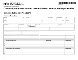 Document preview: Form DHS-6791B-ENG Community Support Plan With Coordinated Services and Supports Plan - Minnesota