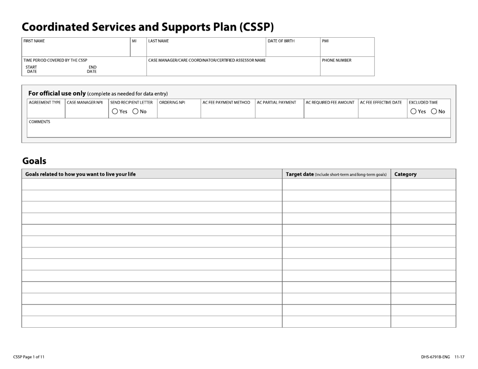 Form DHS-6791B-ENG Community Support Plan With Coordinated Services and Supports Plan - Minnesota, Page 13
