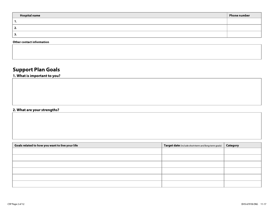 Form DHS-6791B-ENG Community Support Plan With Coordinated Services and Supports Plan - Minnesota, Page 2
